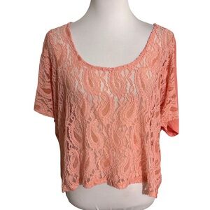 Soul Cake Coral Lace Crop Top